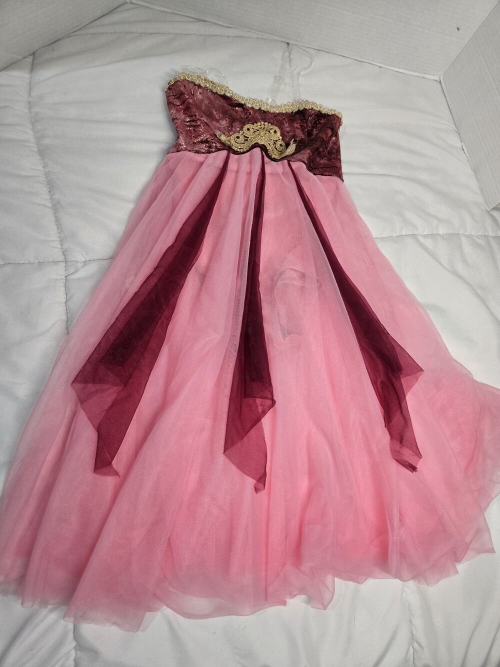Gold Gilded 5t Ballet Dance lyrical Dress 2 Layer chiffon Skirting Ballerina